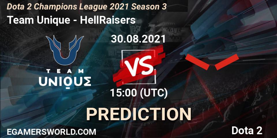 Pronósticos Team Unique - HellRaisers. 30.08.2021 at 14:59. Dota 2 Champions League 2021 Season 3 - Dota 2