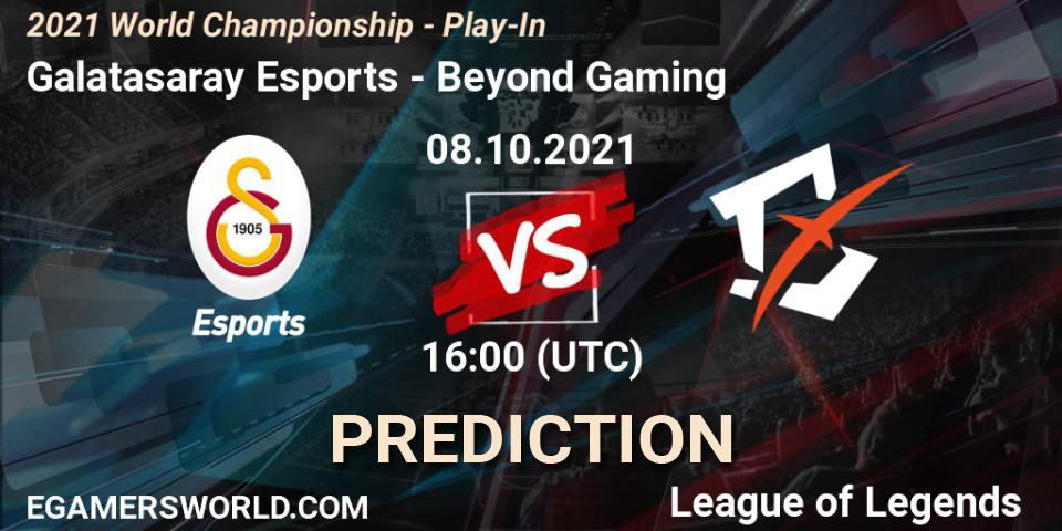Pronósticos Galatasaray Esports - Beyond Gaming. 08.10.2021 at 11:00. 2021 World Championship - Play-In - LoL