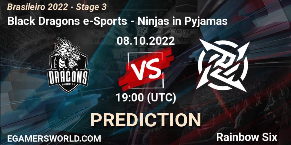 Pronósticos Black Dragons e-Sports - Ninjas in Pyjamas. 08.10.2022 at 19:00. Brasileirão 2022 - Stage 3 - Rainbow Six