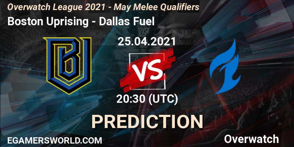 Pronósticos Boston Uprising - Dallas Fuel. 25.04.21. Overwatch League 2021 - May Melee Qualifiers - Overwatch
