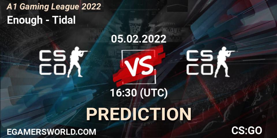 Pronósticos Enough - Tidal. 05.02.2022 at 16:30. A1 Gaming League 2022 - Counter-Strike (CS2)