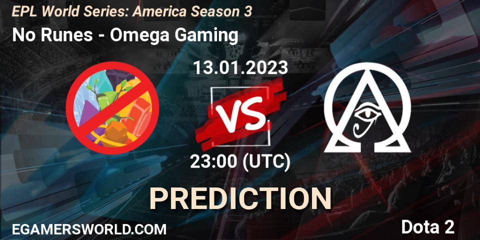 Pronósticos No Runes - Omega Gaming. 13.01.23. EPL World Series: America Season 3 - Dota 2
