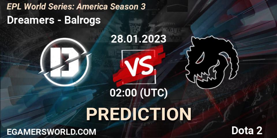 Pronósticos Dreamers - Balrogs. 28.01.23. EPL World Series: America Season 3 - Dota 2
