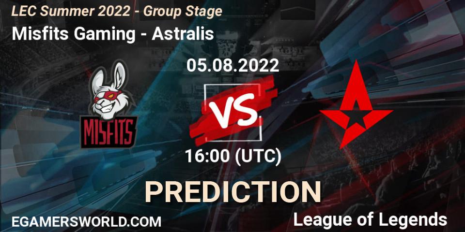 Pronósticos Misfits Gaming - Astralis. 05.08.22. LEC Summer 2022 - Group Stage - LoL