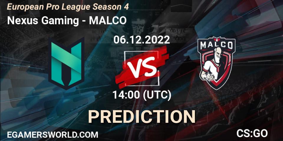Pronósticos Nexus Gaming - MALCO. 08.12.22. European Pro League Season 4 - CS2 (CS:GO)