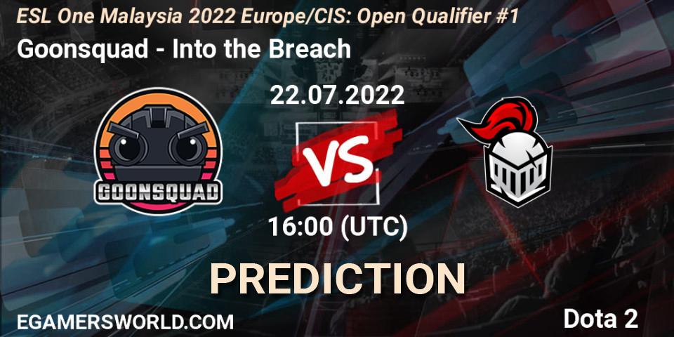 Pronósticos Goonsquad - Into the Breach. 22.07.2022 at 16:00. ESL One Malaysia 2022 Europe/CIS: Open Qualifier #1 - Dota 2