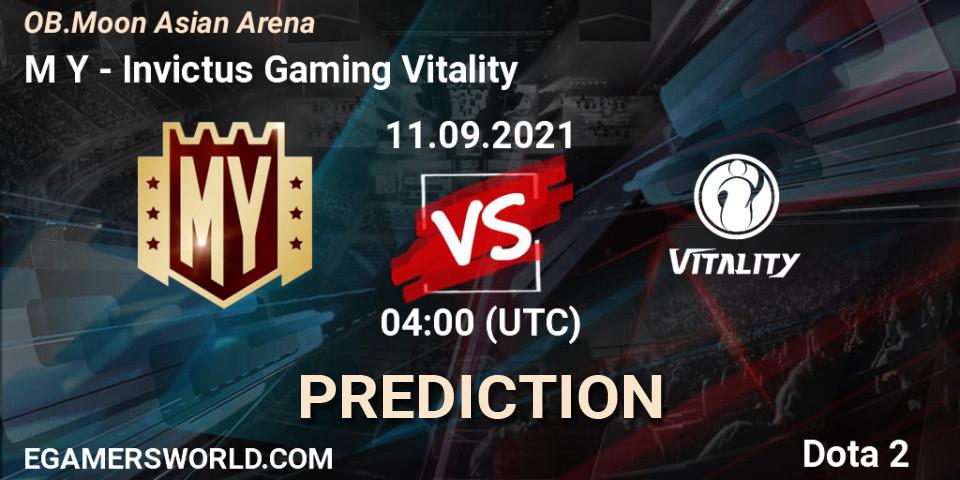 Pronósticos M Y - Invictus Gaming Vitality. 11.09.2021 at 09:17. OB.Moon Asian Arena - Dota 2
