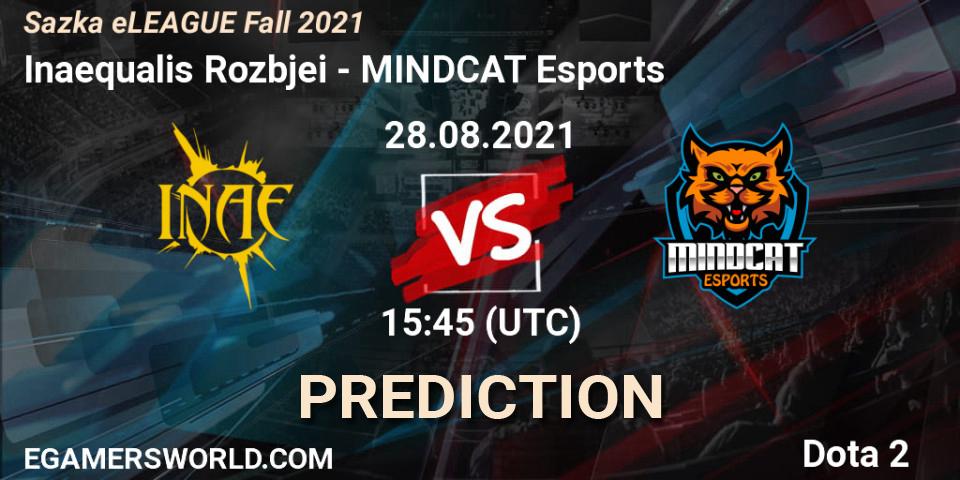 Pronósticos Inaequalis Rozbíječi - MINDCAT Esports. 28.08.2021 at 16:00. Sazka eLEAGUE Fall 2021 - Dota 2