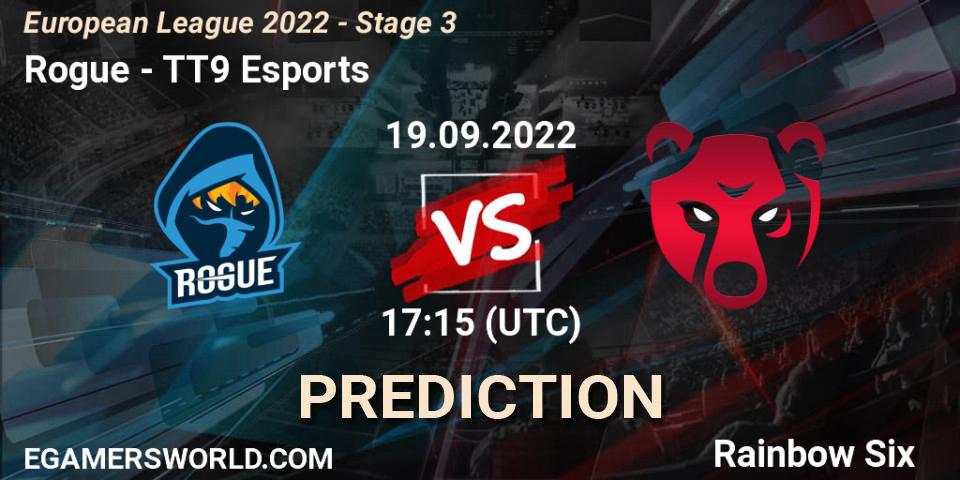 Pronósticos Rogue - TT9 Esports. 19.09.22. European League 2022 - Stage 3 - Rainbow Six