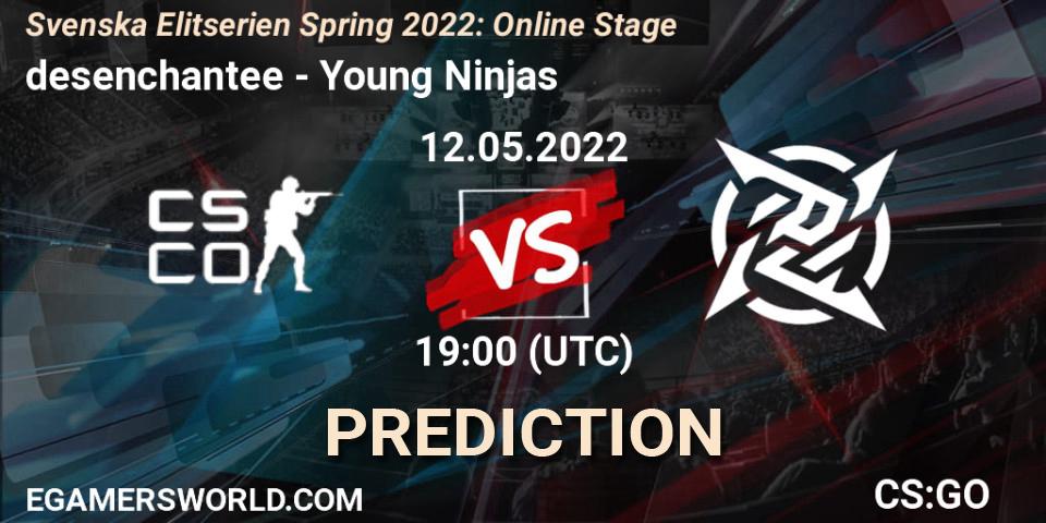 Pronósticos desenchantee - Young Ninjas. 12.05.2022 at 19:00. Svenska Elitserien Spring 2022: Online Stage - Counter-Strike (CS2)