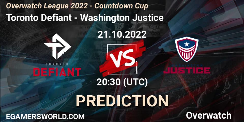 Pronósticos Toronto Defiant - Washington Justice. 21.10.22. Overwatch League 2022 - Countdown Cup - Overwatch