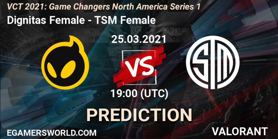Pronósticos Dignitas Female - TSM Female. 25.03.2021 at 19:00. VCT 2021: Game Changers North America Series 1 - VALORANT