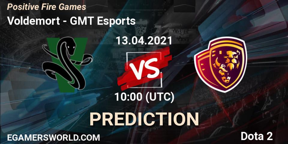 Pronósticos Voldemort - GMT Esports. 13.04.2021 at 10:00. Positive Fire Games - Dota 2