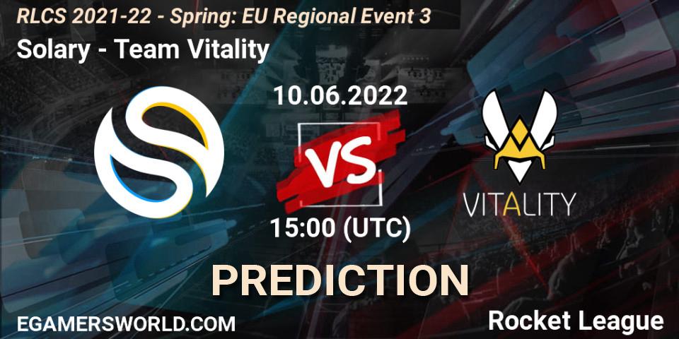 Pronósticos Solary - Team Vitality. 10.06.2022 at 15:00. RLCS 2021-22 - Spring: EU Regional Event 3 - Rocket League