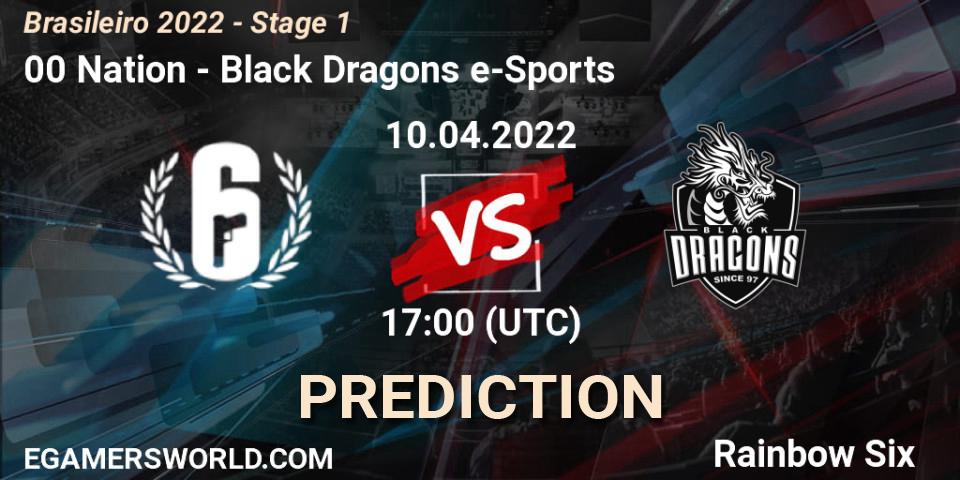 Pronósticos 00 Nation - Black Dragons e-Sports. 10.04.2022 at 17:00. Brasileirão 2022 - Stage 1 - Rainbow Six