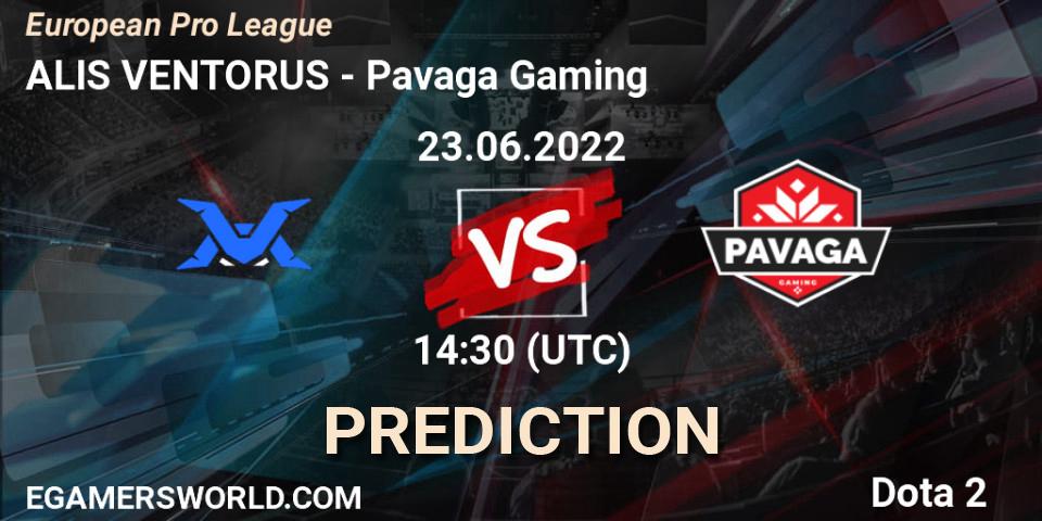 Pronósticos ALIS VENTORUS - Pavaga Gaming. 23.06.22. European Pro League - Dota 2