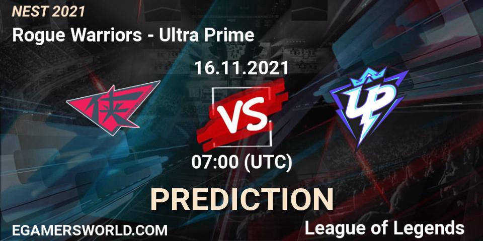 Pronósticos Ultra Prime - Rogue Warriors. 16.11.2021 at 07:00. NEST 2021 - LoL