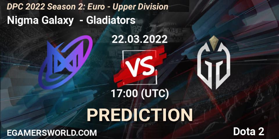Pronósticos Nigma Galaxy - Gladiators. 03.04.2022 at 14:55. DPC 2021/2022 Tour 2 (Season 2): WEU (Euro) Divison I (Upper) - DreamLeague Season 17 - Dota 2