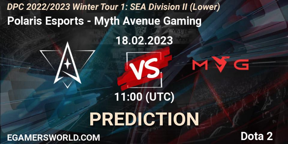 Pronósticos Polaris Esports - Myth Avenue Gaming. 19.02.23. DPC 2022/2023 Winter Tour 1: SEA Division II (Lower) - Dota 2