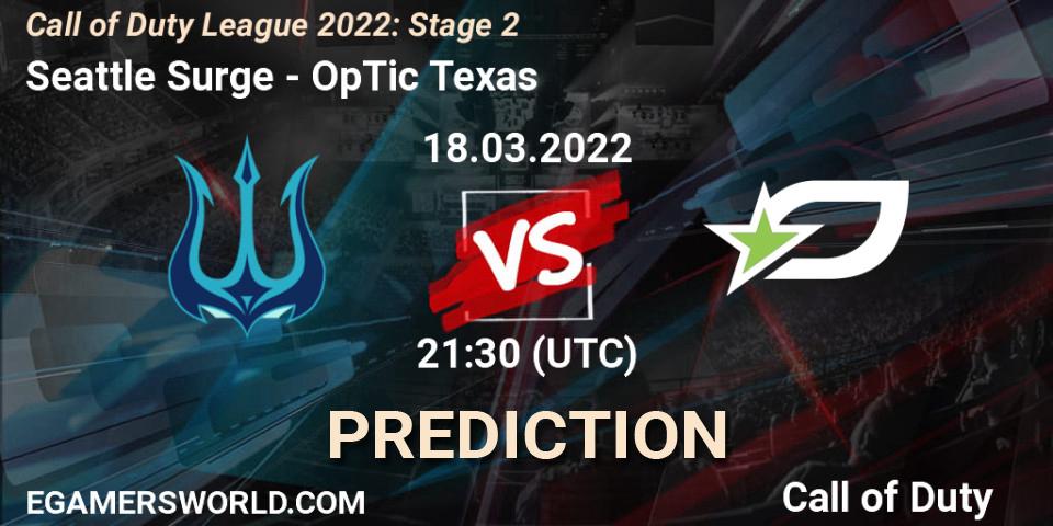 Pronósticos Seattle Surge - OpTic Texas. 18.03.22. Call of Duty League 2022: Stage 2 - Call of Duty