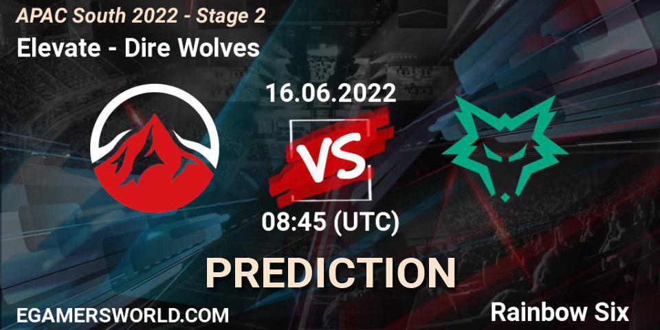 Pronósticos Elevate - Dire Wolves. 16.06.2022 at 08:45. APAC South 2022 - Stage 2 - Rainbow Six