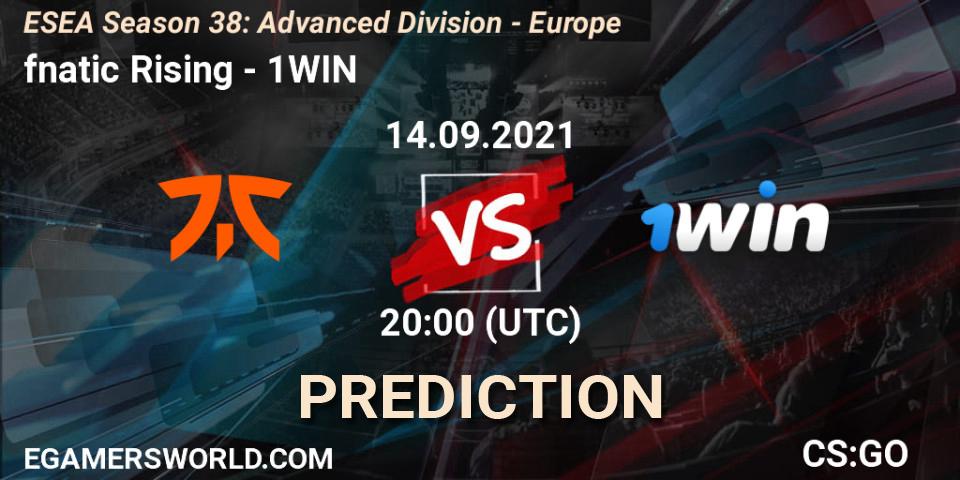 Pronósticos fnatic Rising - 1WIN. 14.09.2021 at 20:00. ESEA Season 38: Advanced Division - Europe - Counter-Strike (CS2)