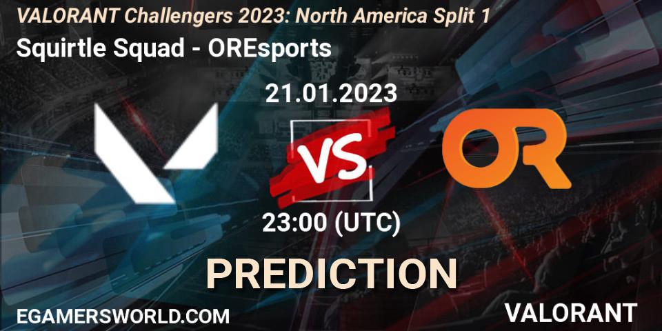 Pronósticos Squirtle Squad - OREsports. 21.01.2023 at 23:00. VALORANT Challengers 2023: North America Split 1 - VALORANT