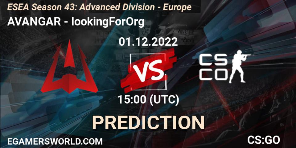 Pronósticos AVANGAR - IookingForOrg. 01.12.22. ESEA Season 43: Advanced Division - Europe - CS2 (CS:GO)