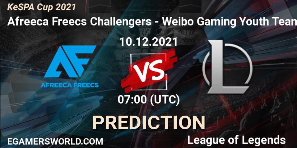Pronósticos Afreeca Freecs Challengers - Weibo Gaming Youth Team. 10.12.2021 at 06:00. KeSPA Cup 2021 - LoL