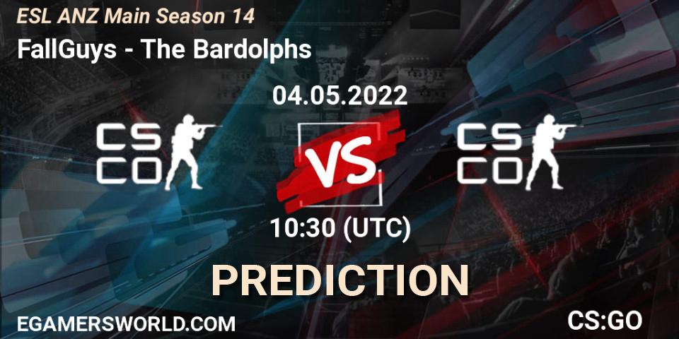 Pronósticos FallGuys - The Bardolphs. 04.05.2022 at 10:30. ESL ANZ Main Season 14 - Counter-Strike (CS2)