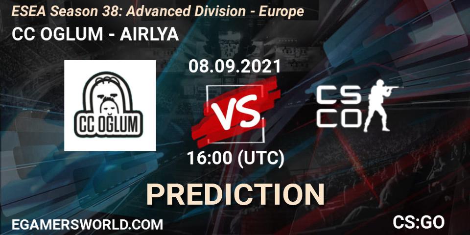 Pronósticos CC OGLUM - AIRLYA. 08.09.2021 at 16:00. ESEA Season 38: Advanced Division - Europe - Counter-Strike (CS2)