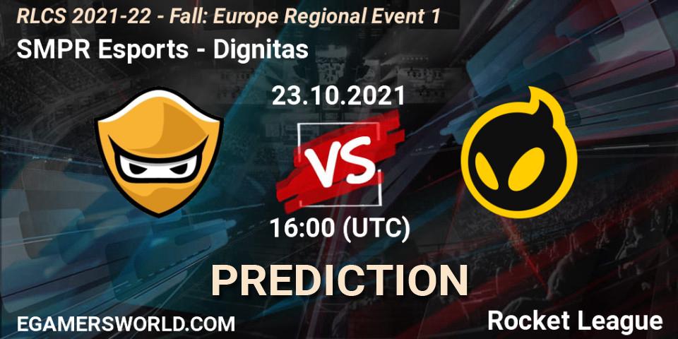 Pronósticos SMPR Esports - Dignitas. 23.10.2021 at 16:00. RLCS 2021-22 - Fall: Europe Regional Event 1 - Rocket League