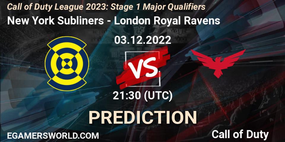 Pronósticos New York Subliners - London Royal Ravens. 03.12.2022 at 21:30. Call of Duty League 2023: Stage 1 Major Qualifiers - Call of Duty
