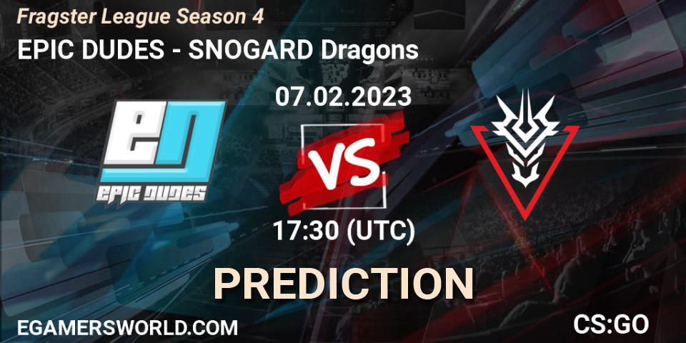 Pronósticos EPIC DUDES - SNOGARD Dragons. 08.02.23. Fragster League Season 4 - CS2 (CS:GO)