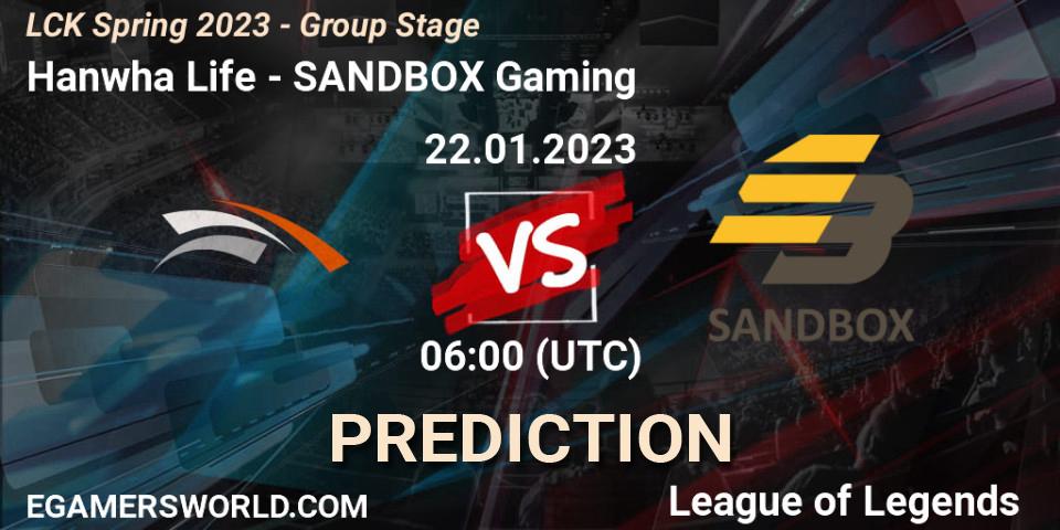 Pronósticos Hanwha Life - SANDBOX Gaming. 22.01.23. LCK Spring 2023 - Group Stage - LoL