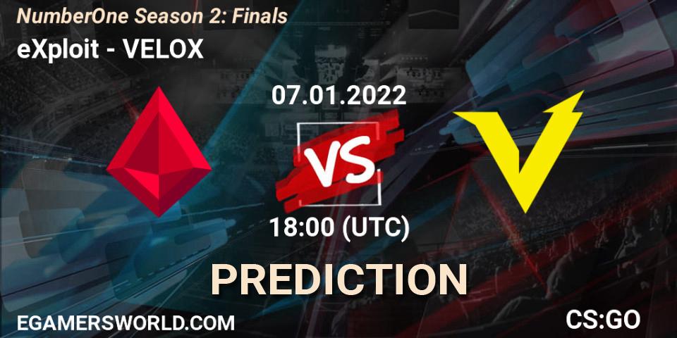 Pronósticos eXploit - VELOX. 07.01.22. NumberOne Season 2: Finals - CS2 (CS:GO)