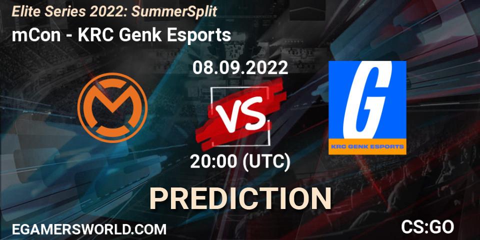 Pronósticos mCon - KRC Genk Esports. 08.09.22. Elite Series 2022: Summer Split - CS2 (CS:GO)