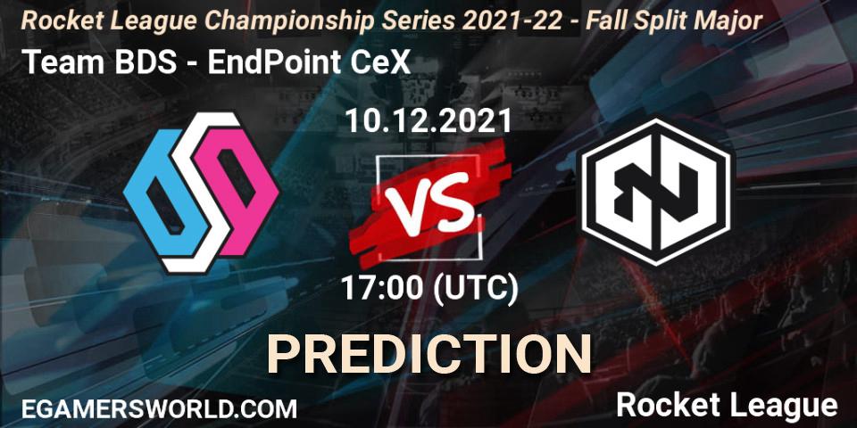 Pronósticos Team BDS - EndPoint CeX. 10.12.2021 at 17:00. RLCS 2021-22 - Fall Split Major - Rocket League