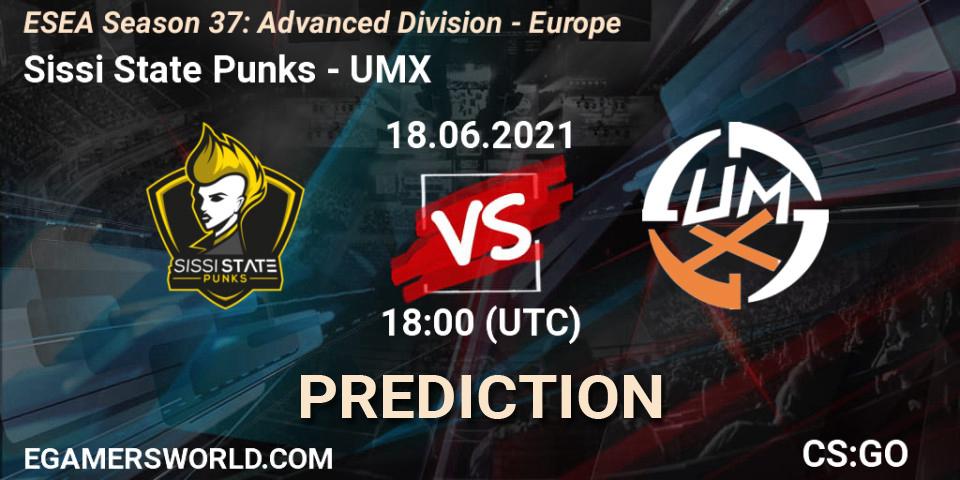 Pronósticos Sissi State Punks - UMX. 18.06.2021 at 18:00. ESEA Season 37: Advanced Division - Europe - Counter-Strike (CS2)