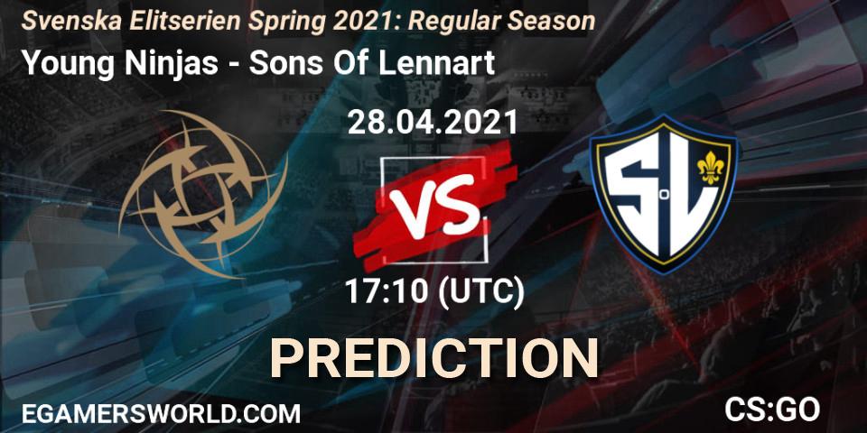 Pronósticos Young Ninjas - Sons Of Lennart. 28.04.2021 at 17:10. Svenska Elitserien Spring 2021: Regular Season - Counter-Strike (CS2)