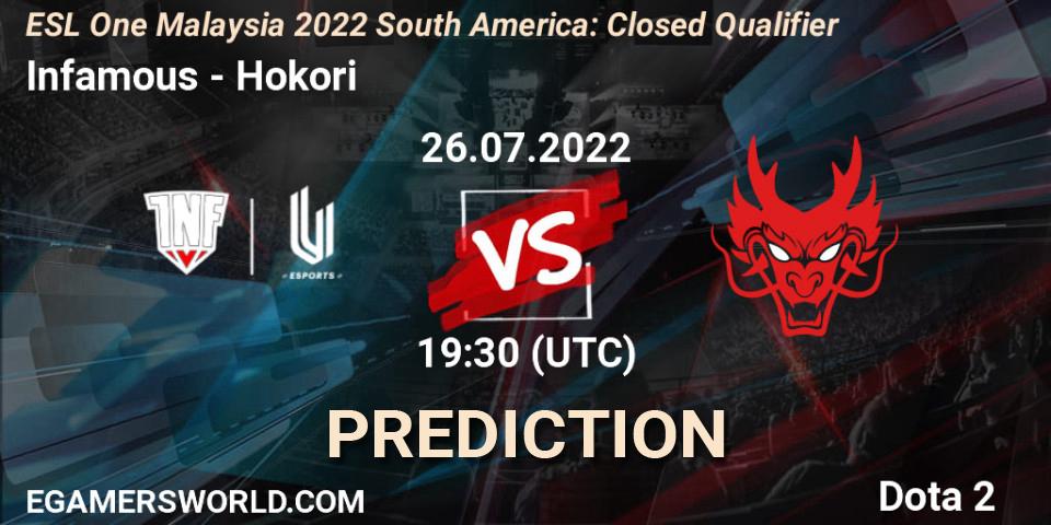Pronósticos Infamous - Hokori. 26.07.22. ESL One Malaysia 2022 South America: Closed Qualifier - Dota 2