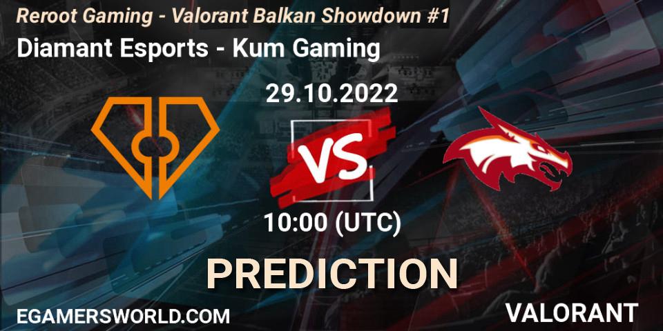 Pronósticos Diamant Esports - Kum Gaming. 29.10.2022 at 10:00. Reroot Gaming - Valorant Balkan Showdown #1 - VALORANT