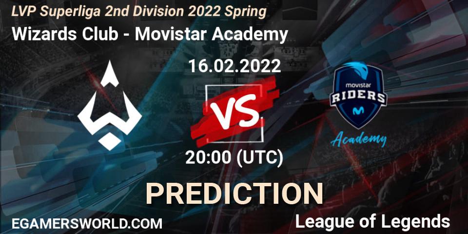 Pronósticos Wizards Club - Movistar Academy. 16.02.2022 at 20:00. LVP Superliga 2nd Division 2022 Spring - LoL