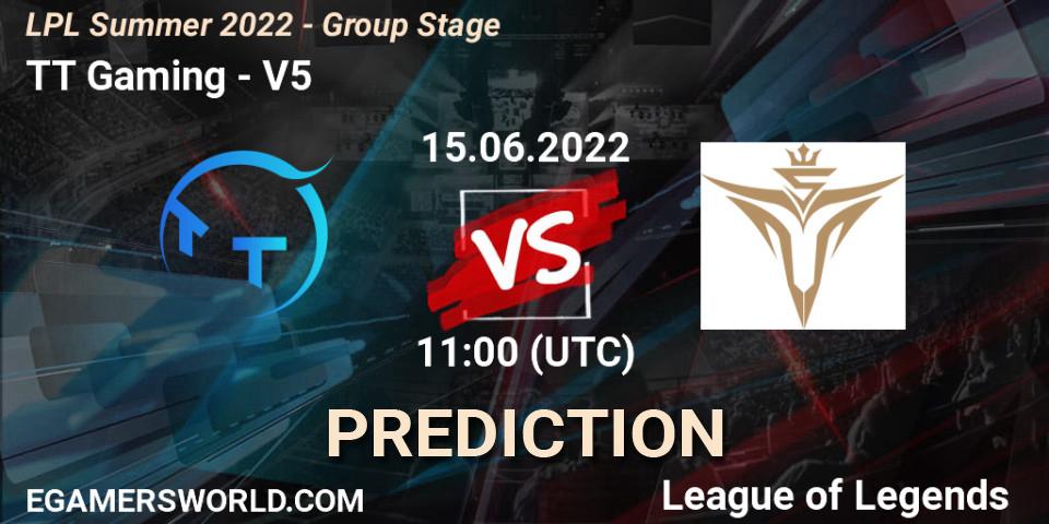 Pronósticos TT Gaming - Victory Five. 15.06.2022 at 11:00. LPL Summer 2022 - Group Stage - LoL
