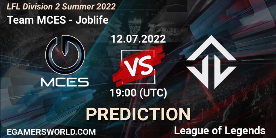 Pronósticos Team MCES - Joblife. 12.07.22. LFL Division 2 Summer 2022 - LoL