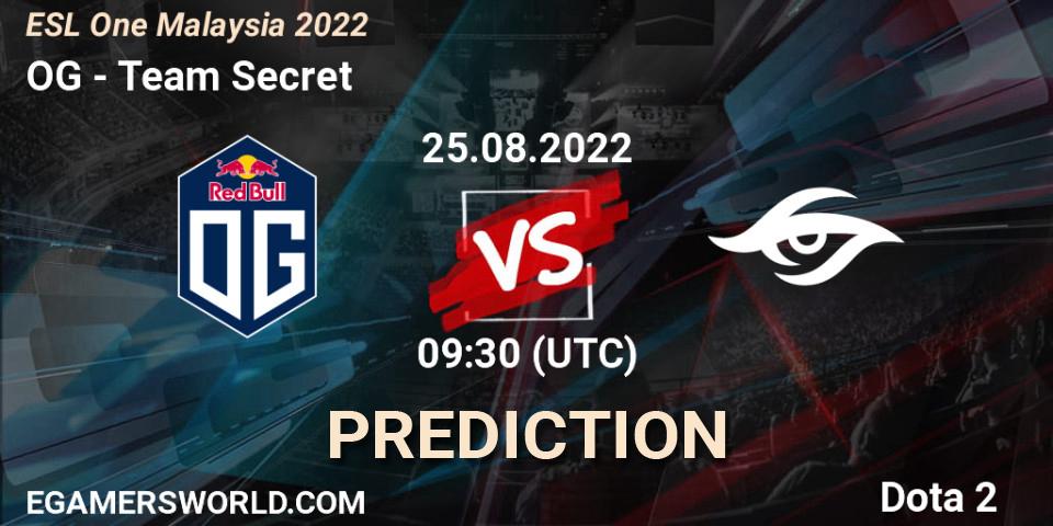 Pronósticos OG - Team Secret. 25.08.2022 at 10:10. ESL One Malaysia 2022 - Dota 2