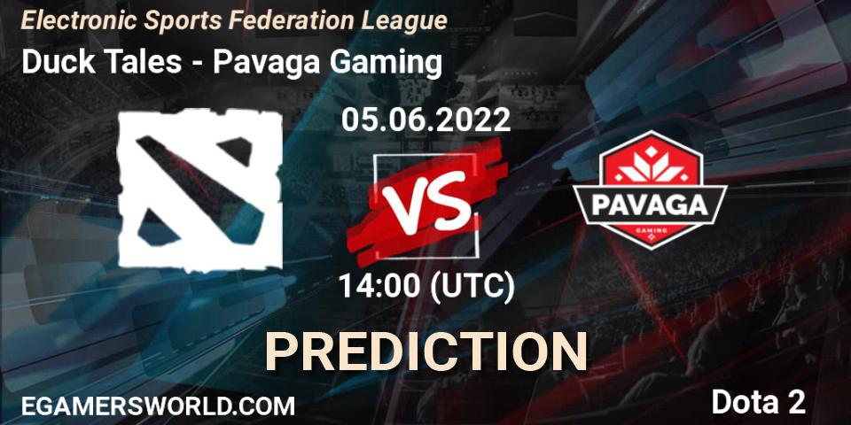 Pronósticos Duck Tales - Pavaga Gaming. 06.06.2022 at 17:00. Electronic Sports Federation League - Dota 2