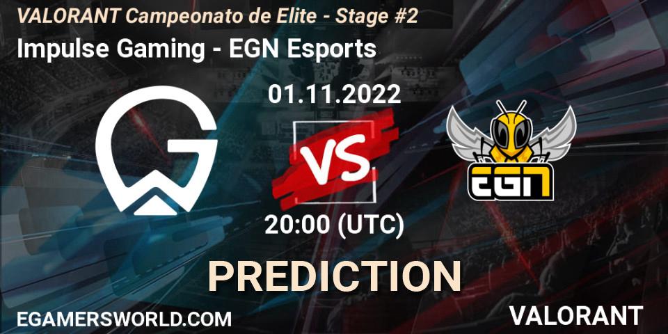 Pronósticos Impulse Gaming - EGN Esports. 02.11.2022 at 20:00. VALORANT Campeonato de Elite - Stage #2 - VALORANT