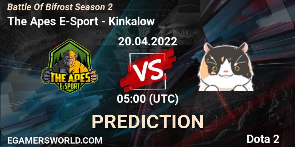 Pronósticos The Apes E-Sport - Kinkalow. 20.04.2022 at 05:05. Battle Of Bifrost Season 2 - Dota 2