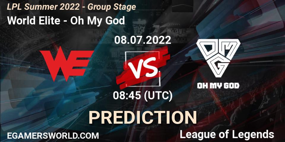 Pronósticos World Elite - Oh My God. 08.07.2022 at 09:00. LPL Summer 2022 - Group Stage - LoL